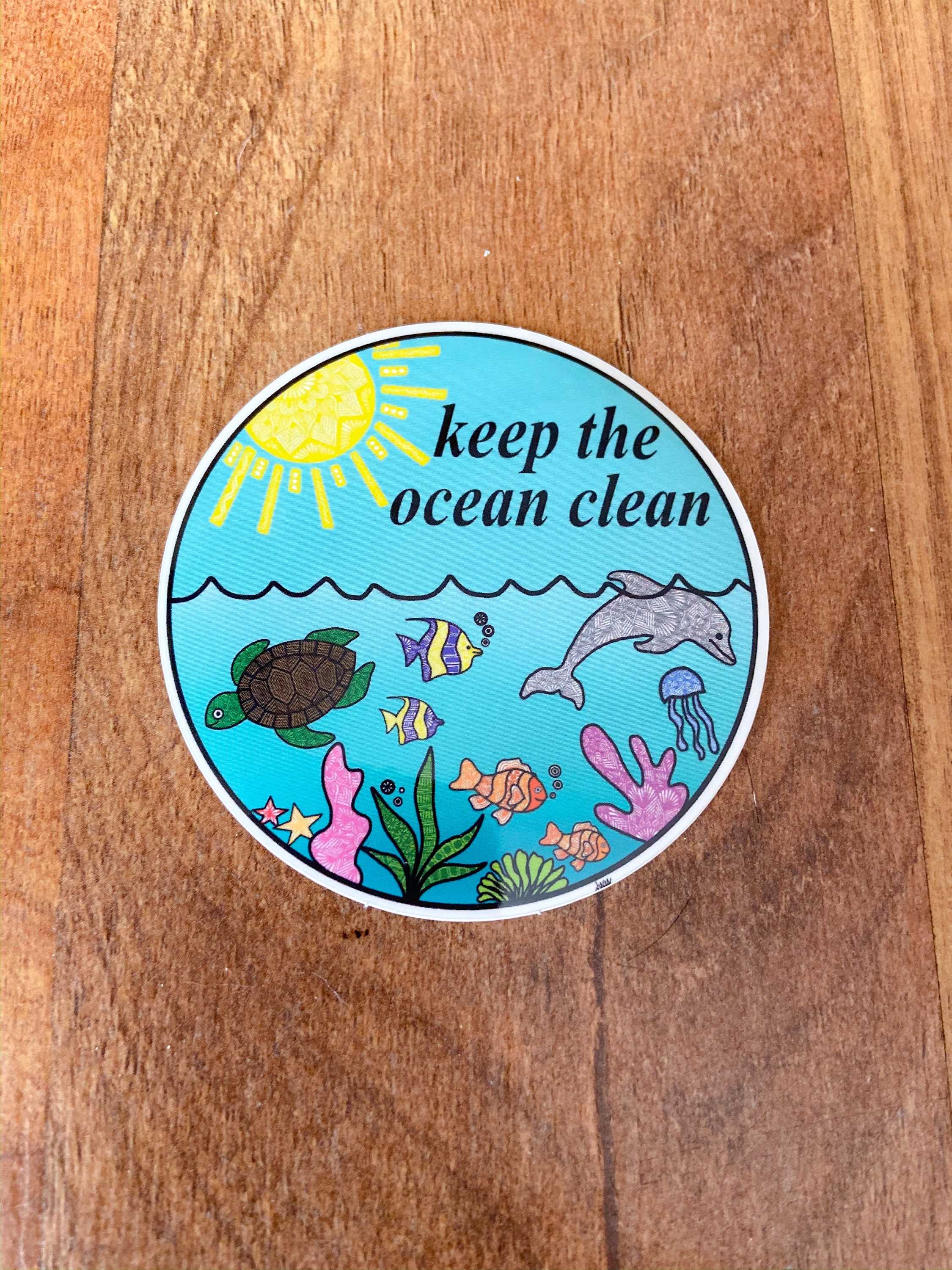Keep the Ocean Clean Sticker Ocean Conservation Sticker Sea Life Sticker Environmental Stickers