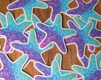 Sticker zeester - stickers zeeleven - oceaanstickers - tropische stickers - strandsticker - zentanglesticker - waterdichte sticker