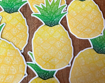 Ananassticker - zentanglesticker - waterdichte sticker - tropische sticker - sticker waterfles-kuststicker - zomerstickers