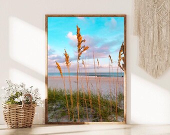 Impresión fotográfica digital de puesta de sol en la playa con olas ondulantes - Impresión de paisaje al atardecer - Impresiones de verano - Impresiones del océano - Impresiones tropicales - Impresiones costeras