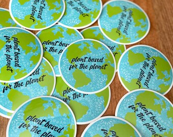 Plant Based For the Planet Sticker - Waterproof Sticker - Zentangle Sticker - Vegan Sticker - Vegetarian Sticker