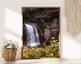 Waterfall with Rocks and Foliage Photo Digital Print- Digital Download Print-Landscape Print-Beautiful Scenery Print-Mountain Print
