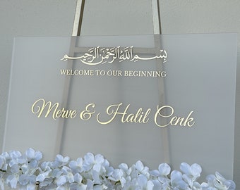 Personalisiertes Willkommensschild / Empfangstafel für Verlobung / Henna / Hochzeit / Söz / Kiz isteme / Nikkah  40x60cm Frostet Matt