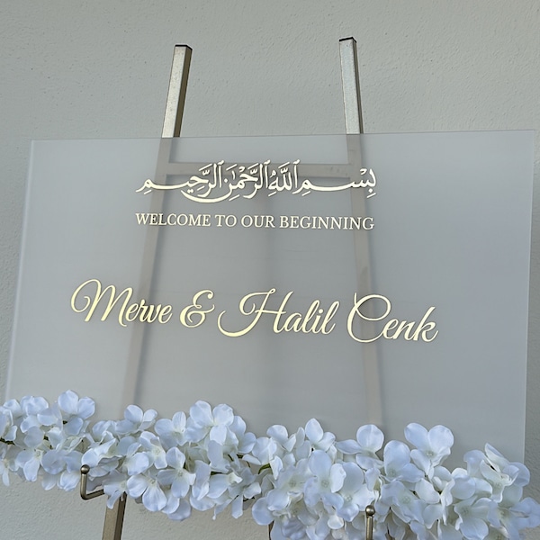 Personalized Welcome Sign / Reception Plaque for Engagement / Henna / Wedding / Söz / Kiz isteme / Nikkah 40 x 60 cm Frosted Matt