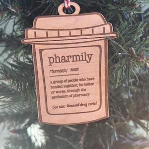 Pharmacy Family Bottle Shaped Christmas Ornament