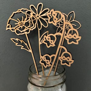 Wooden Birth Month Flowers, Multiple Sizes Available, Makes a great Mother's Day Gift, Laser Cut