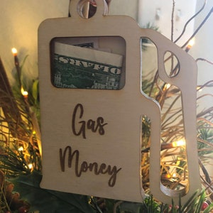 Wooden Gas Money Ornament- Gift Card or Money holder