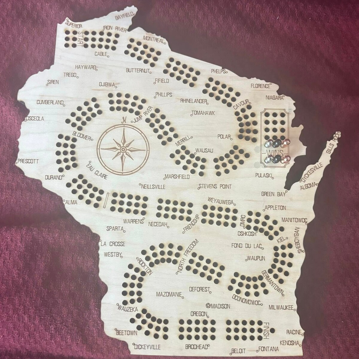 Wooden Wisconsin Cribbage Board - Etsy