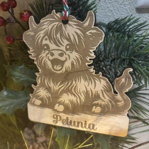 Personalisierte Highland Kuh aus Holz