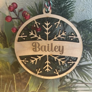 Wooden Engraved Snowflake Ornament