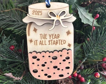 Sourdough Starter Themed, Wooden Christmas Ornament, Car Charm