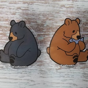 Black and Brown Bear acrylic pins | 2 inch | cute bear pins