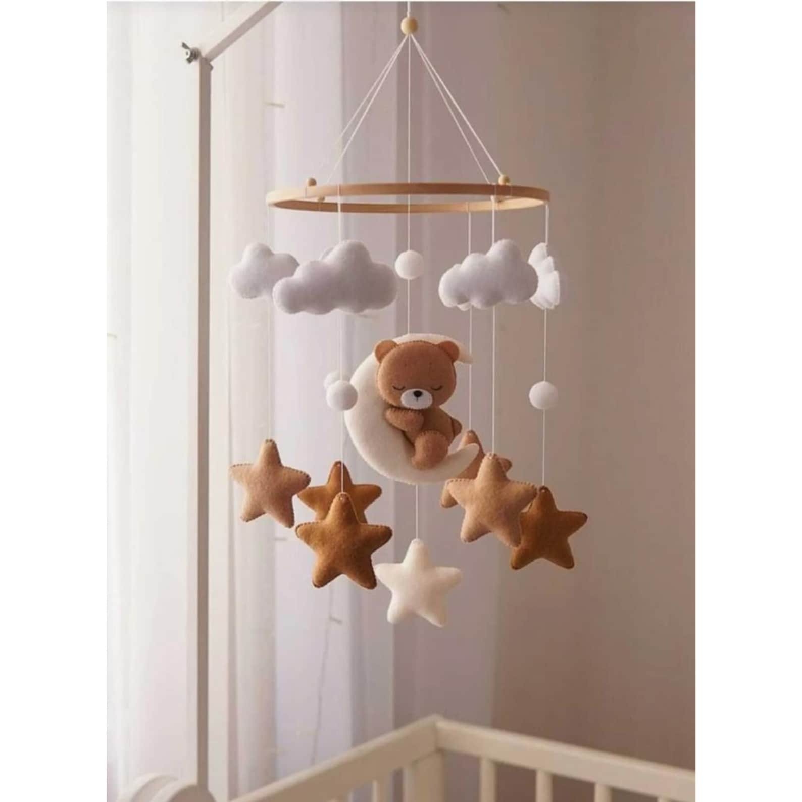 Cot Mobile Teddy Bear Moon Mobile Handmade Baby Mobile - Etsy