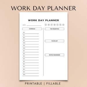 Work Day Planner: Printable Daily Schedule Template (A4, A5, US Letter)