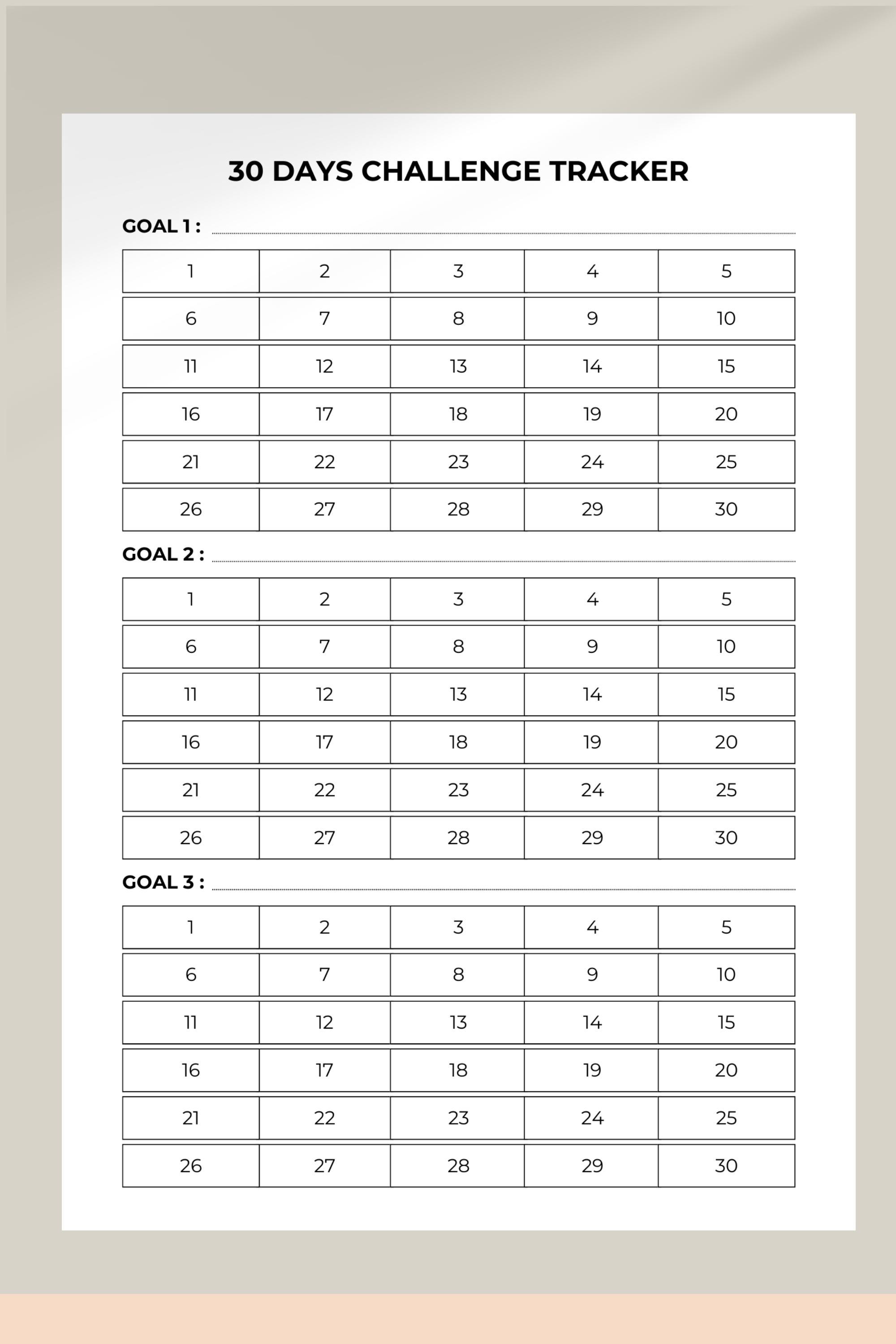 30 Days Challenge Tracker Set 3 Goals for January New Year Resolution ...