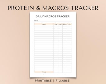 Daily Macro Tracker: Printable Food Journal (PDF)