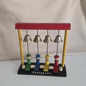 Vintage Playskool Glocke Jungen Musikspielzeug 6607 aus Holz