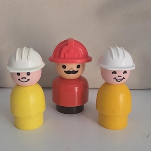 Plastic Fisher Price Big People Figures Construction/Firefighter Series