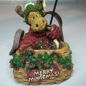 Sale Sale -Boyds Christmas Merry Moosemas -- Boyd bear vintage handmade bear stone Fishing Ornament rare