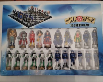 DC Super Heroes 3-D Chess Set RARE Batman Superman