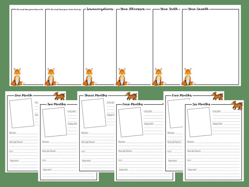 Printable Baby Book Forest Animals, Woodland Animals Etsy