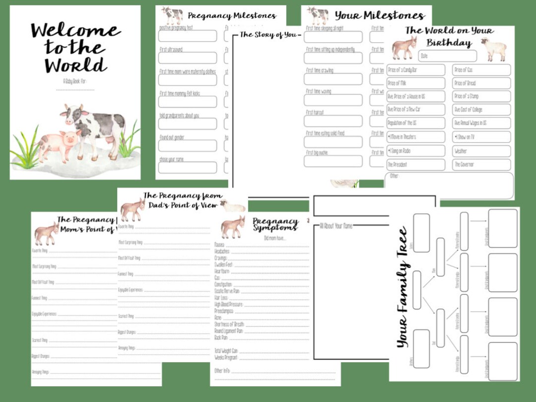 Printable Baby Book - Farm Animals - Etsy
