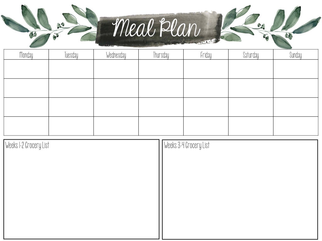 Monthly Meal Plan Printable - Etsy