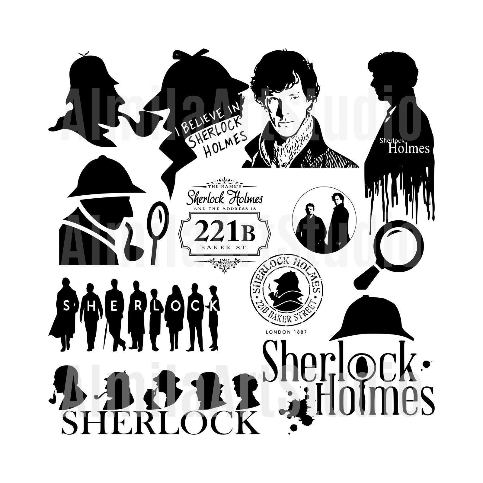 Sherlock Holmes SVG Bundle Dedective Arthur Conan Doyle Etsy