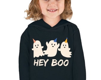 Hey Boo, Halloween Party Ghost Unisex Toddler Pullover Fleece Hoodie