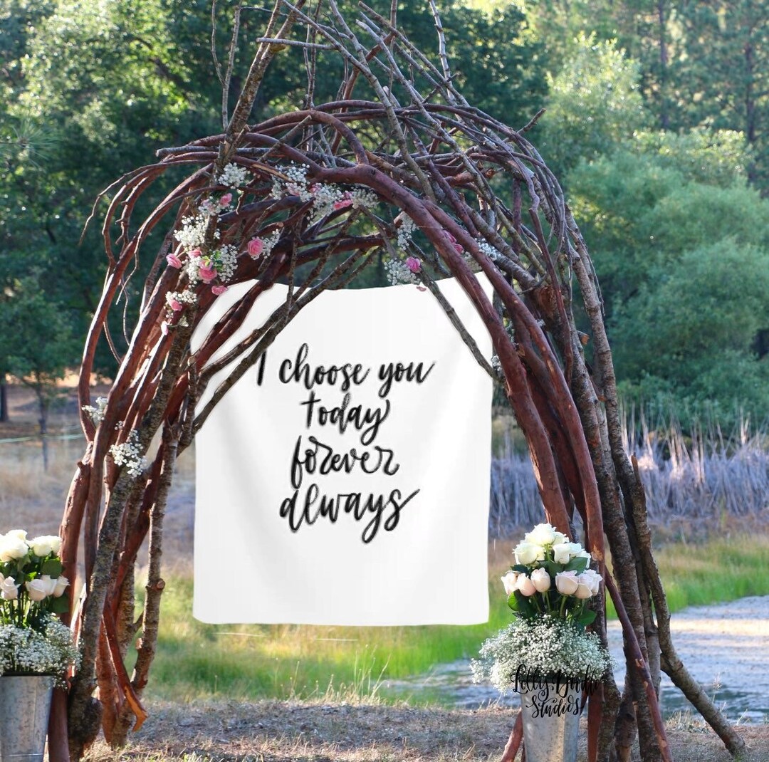 Custom Wedding Backdrop Tapestry, I Choose You Handlettered Oversized