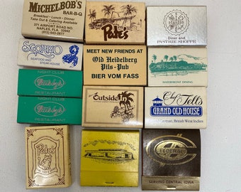 Vintage 1960s-90s Matchbook Collection – Set of 6 Restaurant Matchbooks, Americana Decor