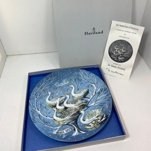 1975 Haviland Limoges Six Geese A'Laying Plate - Noel Collectible