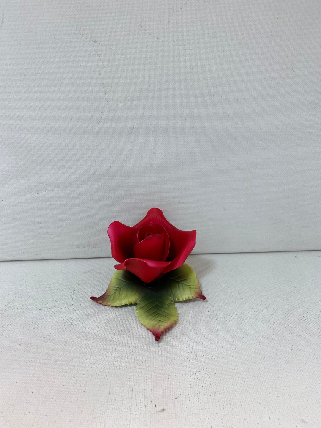 Lefton Porcelain Red Rose Figurine Chipped Petal Detail Etsy