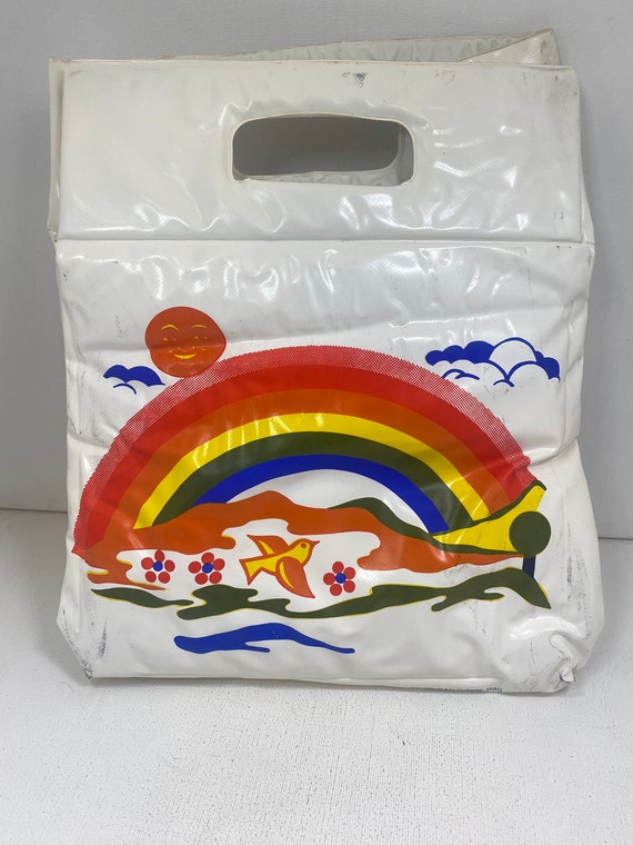 Retro 1970s Insulated Rainbow Snap-Pak Tote - Colo