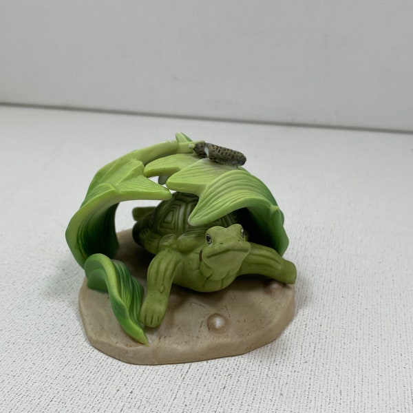 Vintage 1984 Woodland Surprises Turtle Figurine by Jacqueline B. Smith for Franklin Porcelain