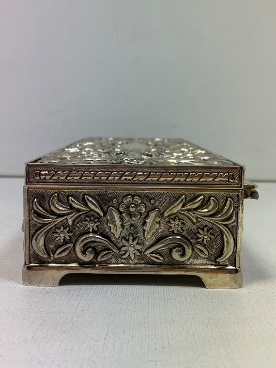 1992 Godinger SilverPlated Ornate Jewelry Box Gray… Gem