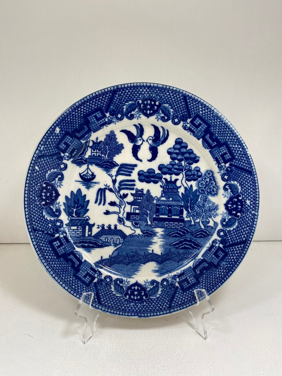 Vintage Blue Willow Plate – 9" Cobalt Transferware, Japan Porcelain - Etsy