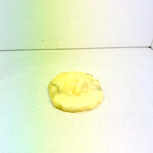 Vintage Alabaster Ashtray – Natural Stone – Unmarked – 4.5&quot; Diameter – Cream Marbled Carved Catchall