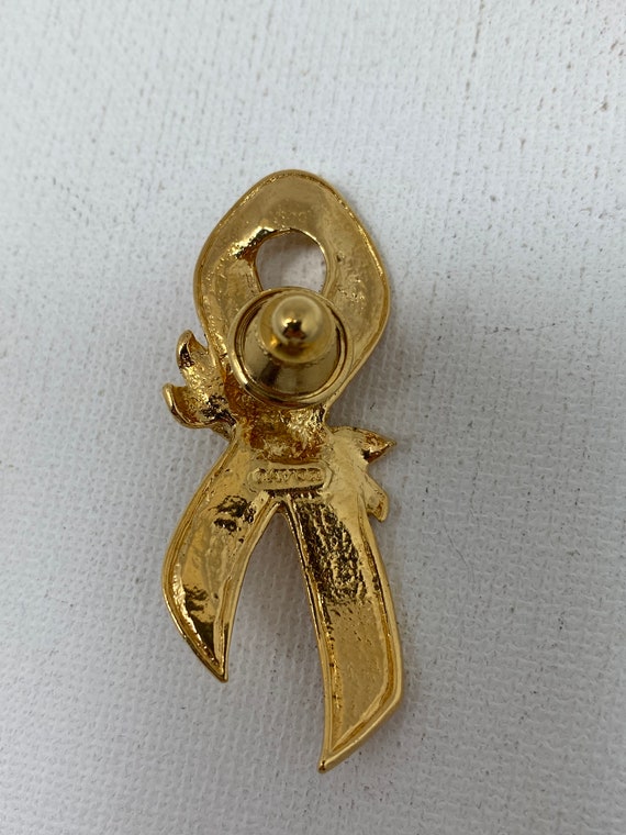 1990s Avon Gold & Pink Breast Cancer Pin - image 4