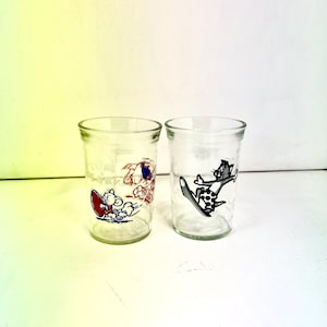 1980s Tom & Jerry Welch’s Jelly Jar Glasses – Skateboard and Football