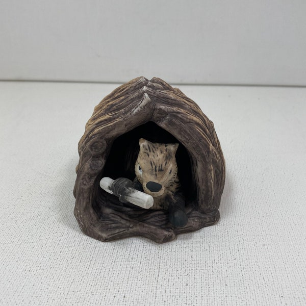 Vintage 1984 Woodland Surprises Beaver Figurine by Jacqueline B. Smith for Franklin Porcelain