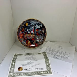 1995 Franklin Mint Pepsi Halloween Plate by Bill Bell | Fine Porcelain Ltd Ed | COA | 8&quot;