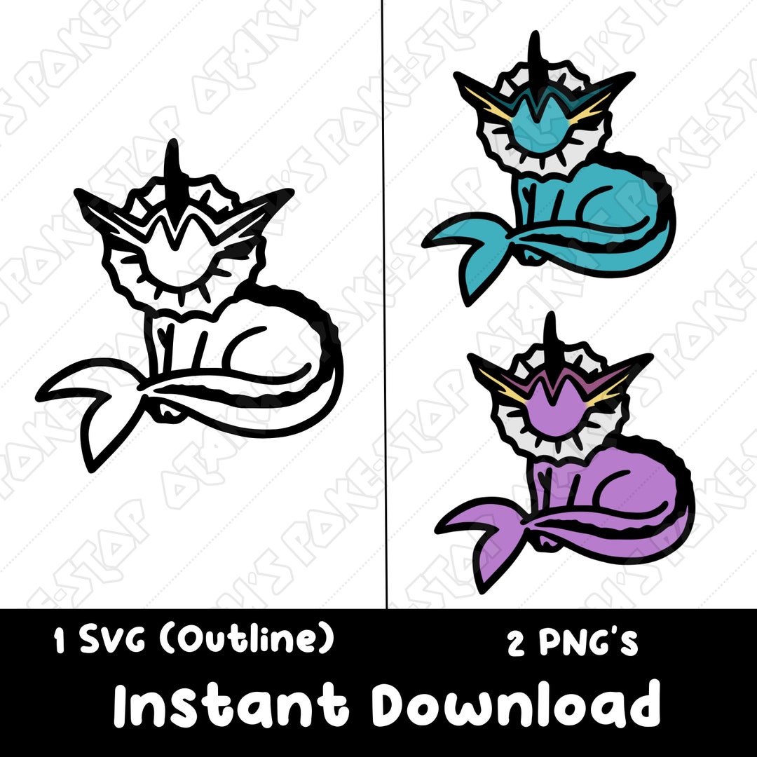 Pokemon SVG, Pokemon PNG, Vaporeon SVG File, Svg Outline, Cricut ...