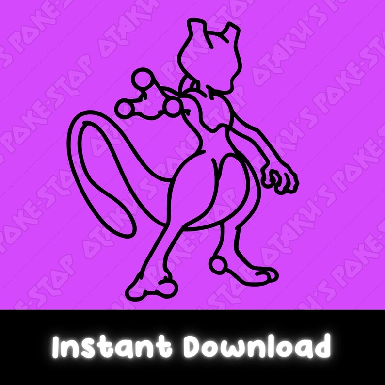 Pokémon SVG, Mewtwo SVG File, SVG Outline, Cricut, Silhouette, Instant ...