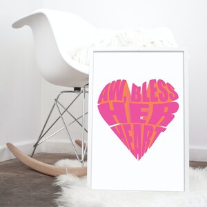 Bless Her Heart Pink/Orange Wall Art