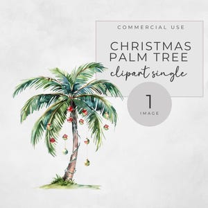 Clipart kerstpalm, Kerstmis in juli, tropische kerst, palmboom, kieskeurig commercieel gebruik, enkele afbeelding