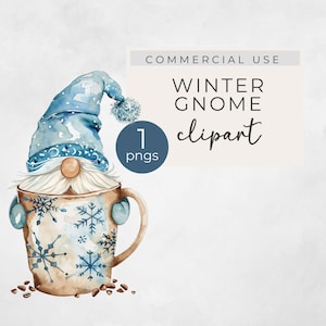 watercolor hot cocoa gnomes clipart, gnome clip art, hot chocolate png , transparent png, commercial use clipart, single clipart