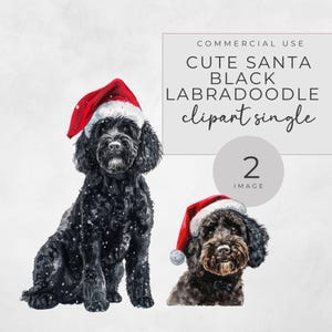 Schwarz Labradoodle Clipart, Weihnachten Aquarell schwarz Labrador Mix png, Geschenk für Haustierliebhaber, Hund Mama, süßer Hund, transparente PNGs, kommerzielle Nutzung