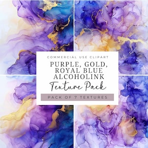 Pack de texture d'encre à alcool violet et bleu royal, fond de journal indésirable, usage commercial, arrière-plans de mariage aquarelle, encre numérique