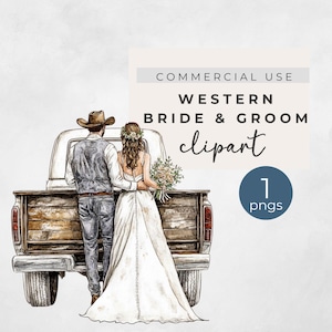 Hochzeitspaar im Auto Clipart, Aquarell westliche Braut und Bräutigam png, Hochzeitspaar Clipart, transparente Pngs, kommerzielle Nutzung